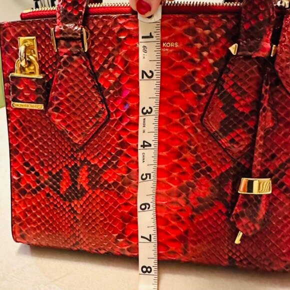 Michael Kors Red Python Casey Satchel - Crimson - Picture 2 of 7